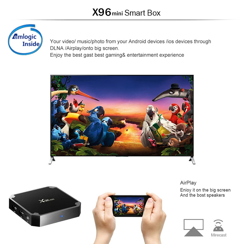  X96 MINI Smart TV BOX Andriod 7.1 with RAM 1G 2G ROM 8G 16G Amlogic S905W Quad Core 2.4GHz Wireless - 4000338208313