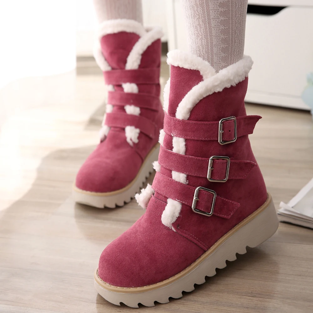 DORATASIA Large Size 32-43 New Warm Fur Snow Boots Fashion Buckle Lady Non-slip Shoes Woman Casual Ankle Boots Women Winter