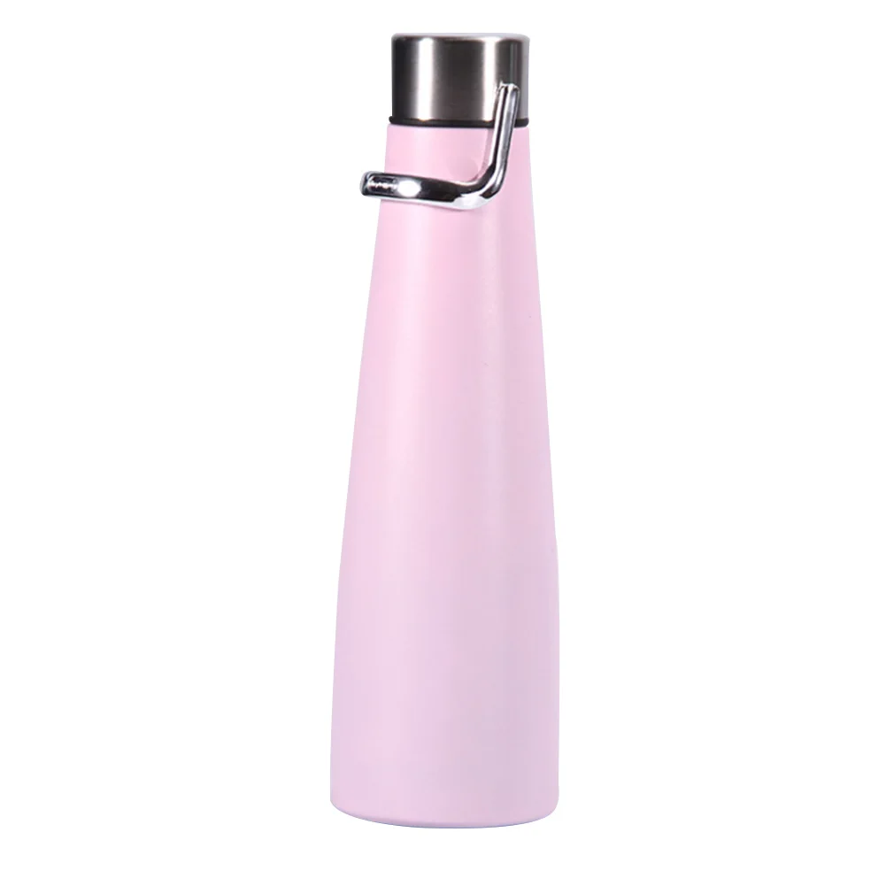 Pink Solid Fashion Office Portable Travel Leakproof Double Deck Vacuum Cup Stainless Steel Gifts Non-Slip Outdoor Sports 500ml Home - Color: Pink