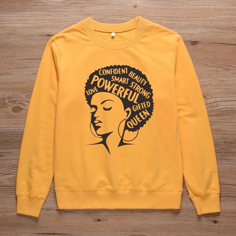 yellow-black Уверенная мощная толстовка с круглым вырезом, Женская толстовка с капюшоном для феминисток, Harajuku, джемпер с длинным рукавом для девочек, Графические Топы, Прямая поставка - Цвет: yellow-black