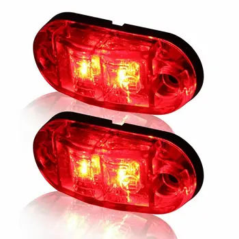 

2x 12V-24V 500LM LED Car Truck Trailer RV Oval 2.5\" Side Clearance Marker Light Red/White/Yellow Side Marker Lights