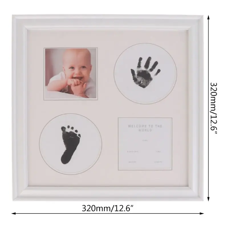 Новорожденный ребенок Handprint и отпечаток чернильный коврик деревянная рамка для картины для ребенка и питомца