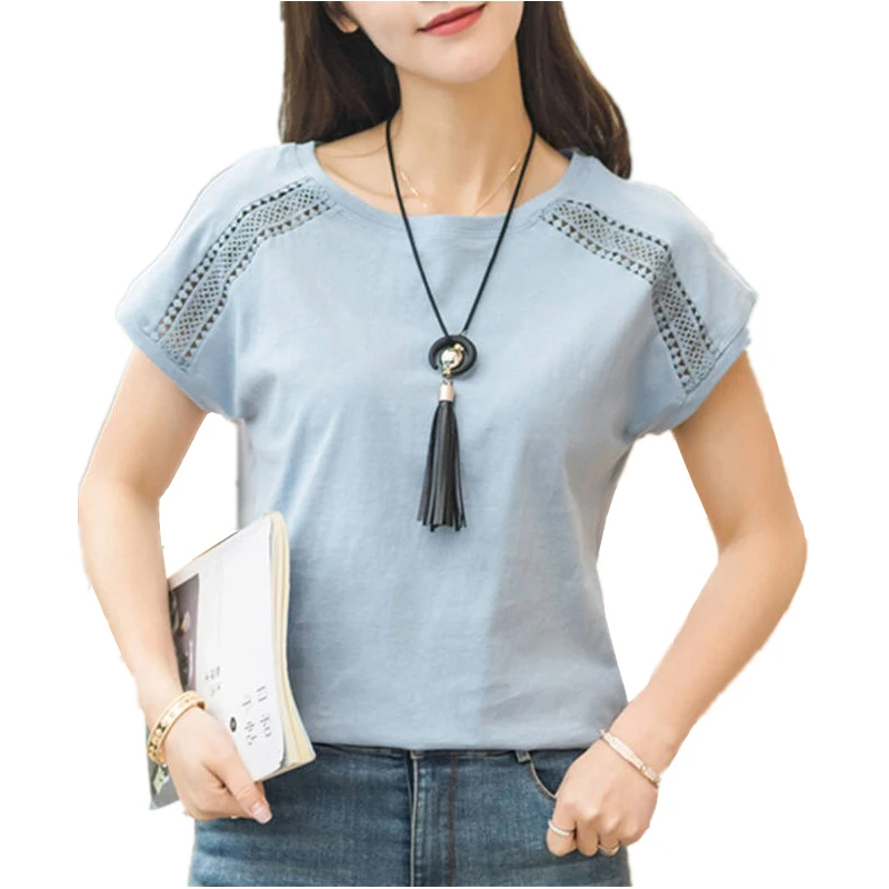 plus size blouses Slim Shirt 2021 Summer The New Fashion Women Short Shirt Stitching Shirt Round Neck Short Sleeve Women Tops and Blouse 2575 50 sexy blouses for women