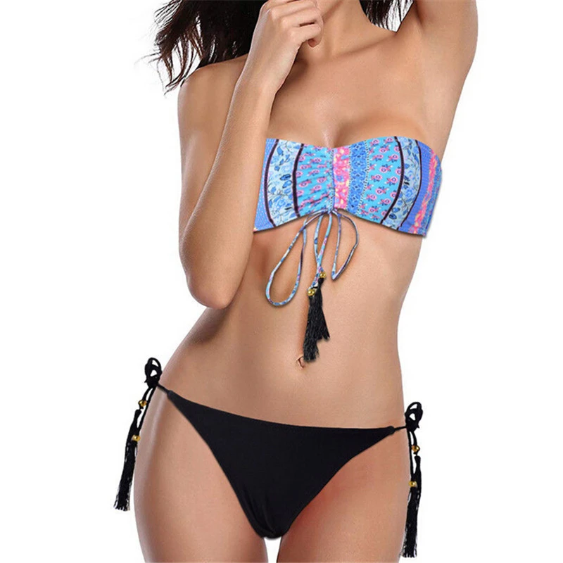 

Women Swimsuit Strapless Bikini Set Flroal Swimming Suit For Women Two Piece Swimsuit Bathing Suit Ladies Beachwear