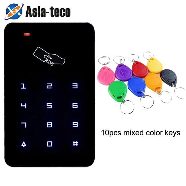 AC and 10 color Key Автономный контроллер доступа с подсветкой 125 кГц RFID Клавиатура контроля доступа цифровая панель сенсорный экран кардридер система блокировки двери - Цвет: AC and 10 color Key