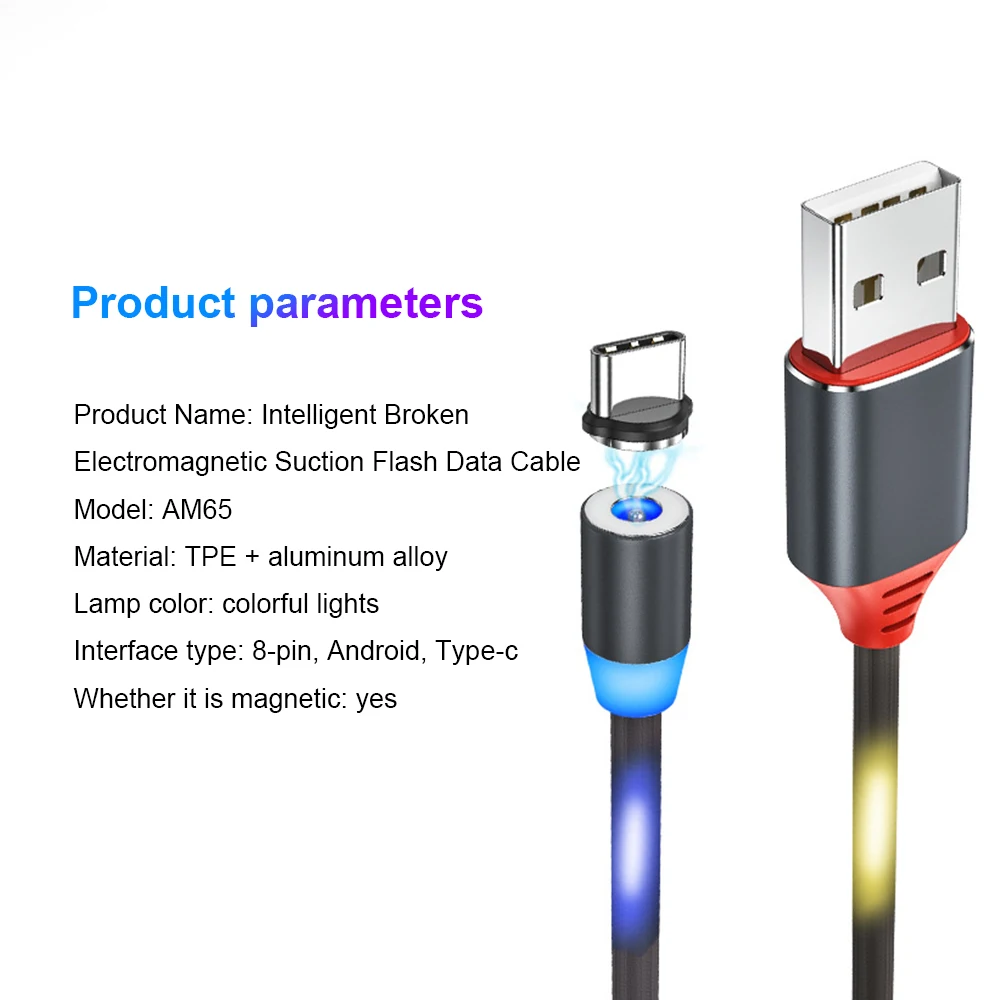 Магнитный Micro usb type C кабель для быстрой зарядки для iOS Android xiaomi samsung Голосовое управление умный кабель отключения питания