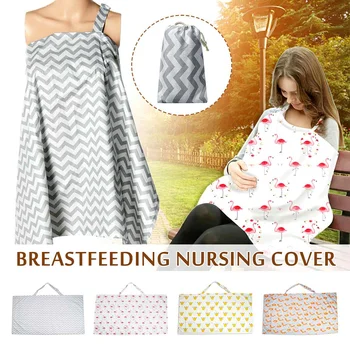 

Breathable Mum Breastfeeding Cover Cotton Breastfeeding Privacy Apron Outdoors Feeding Baby Nursing Cover Cloth WIth Storage Bag
