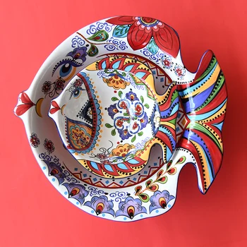 

Creative hand-painted ceramic tableware fish-shaped salad dessert bowl creative personality cute fruit bowl LB41320 fruit dish