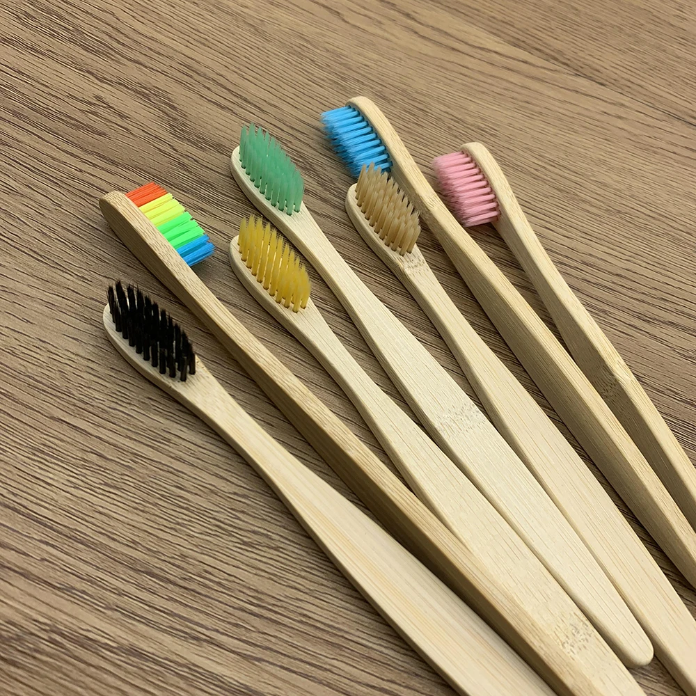 8 Pcs Natural Colorful Toothbrush Eco Soft Bristle Bamboo Toothbrush Bamboo Charcoal Vegan Tooth Dental Oral Care Plastic Free