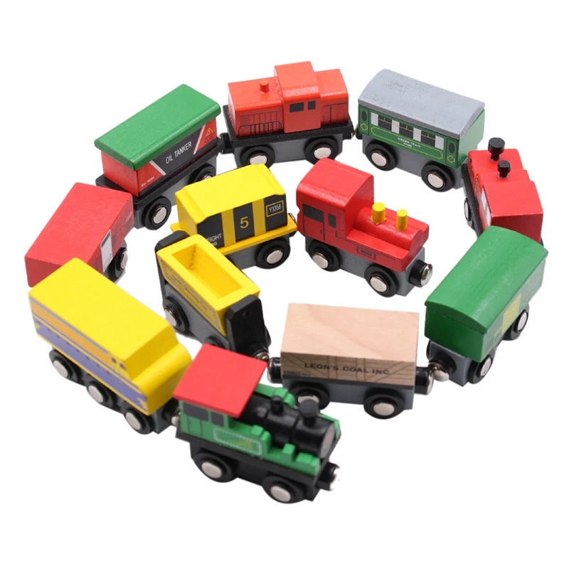 12Pcs Children'S Wooden Train Set Train Magnetic Toy Set Children'S Toy Train Set Children'S Gift- Exquisite Packaging Box - Color: As shown color