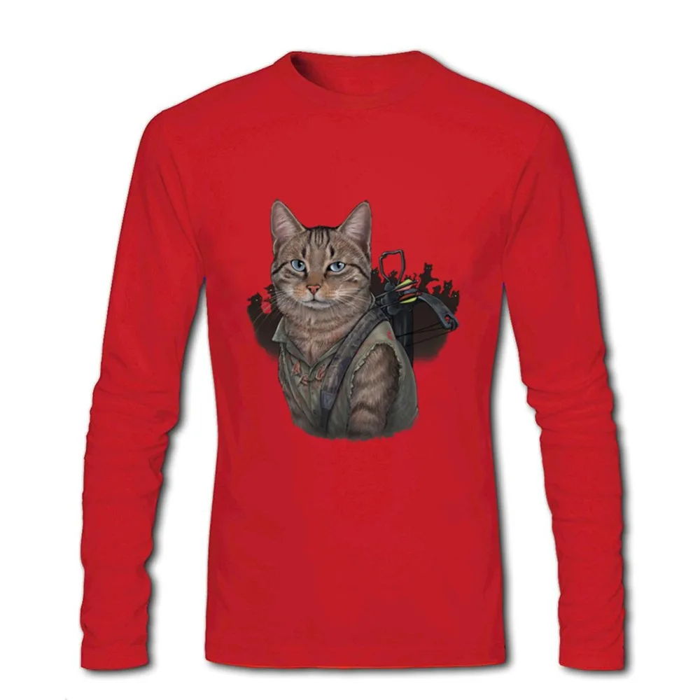 Daryl Cat THE WALKING DEAD Футболка с длинными рукавами Мужская весенняя и осенняя Повседневная хлопковая Футболка с круглым воротником и длинными рукавами, большие размеры