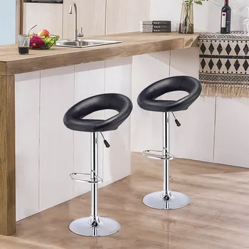 

Bar Stools Set of 2 Faux Leather Bar Stools Dining Chairs Bar Chairs With 360 Degree Swivel Adjustable Height