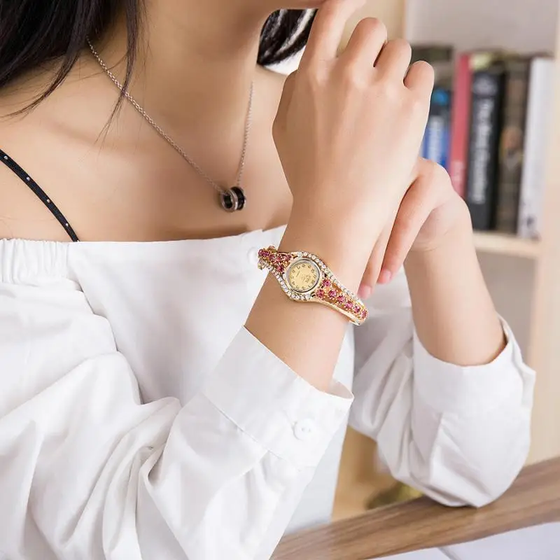 Reloj Mujer, часы с бриллиантовым браслетом, женские креативные Маленькие стразы с циферблатом, повседневные женские Ретро часы, женские кварцевые часы