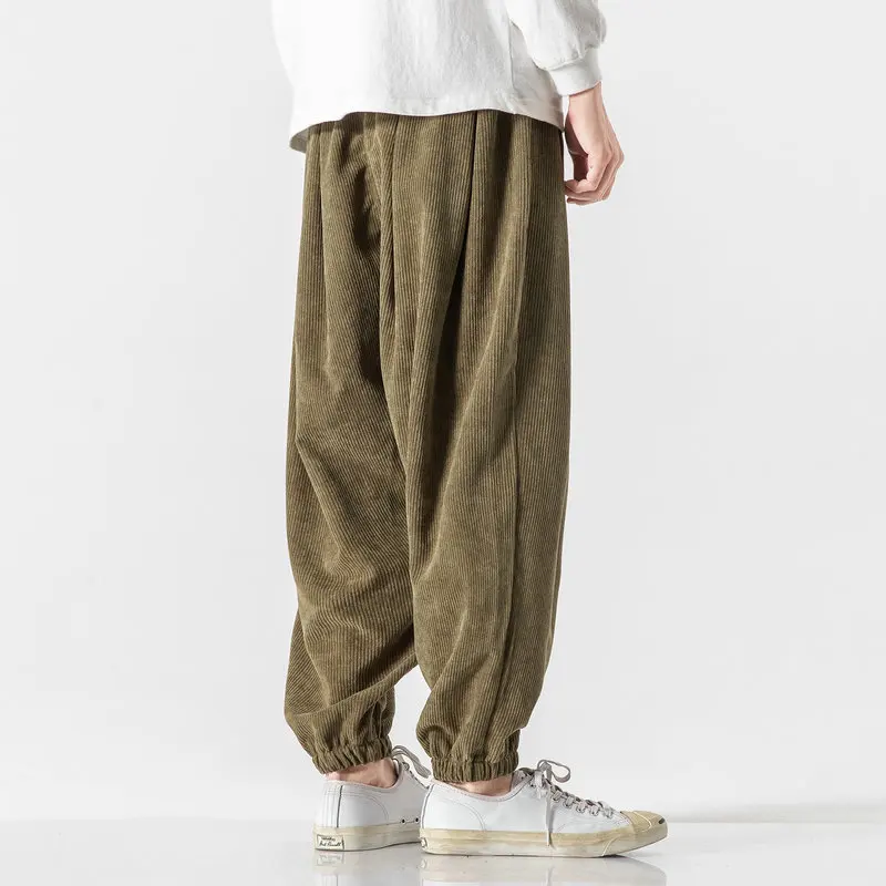 Men Harem Pants Corduroy Men Harem Pants Jogging Sweatpants Big Size Cotton 5XL
