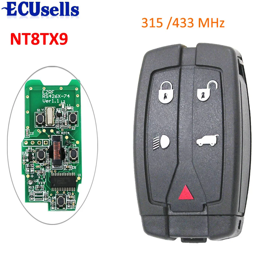 5 кнопок 315/433 Мгц дистанционный ключ для Land Rover LR2 clicker NT8TX9+ неразрезанный маленький ключ