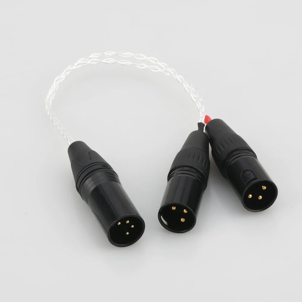 HIFI cable with 4 pin XLR Female to 2x 3 pin XLR Male Balanced Silver Plated Headphone Audio Adapter
