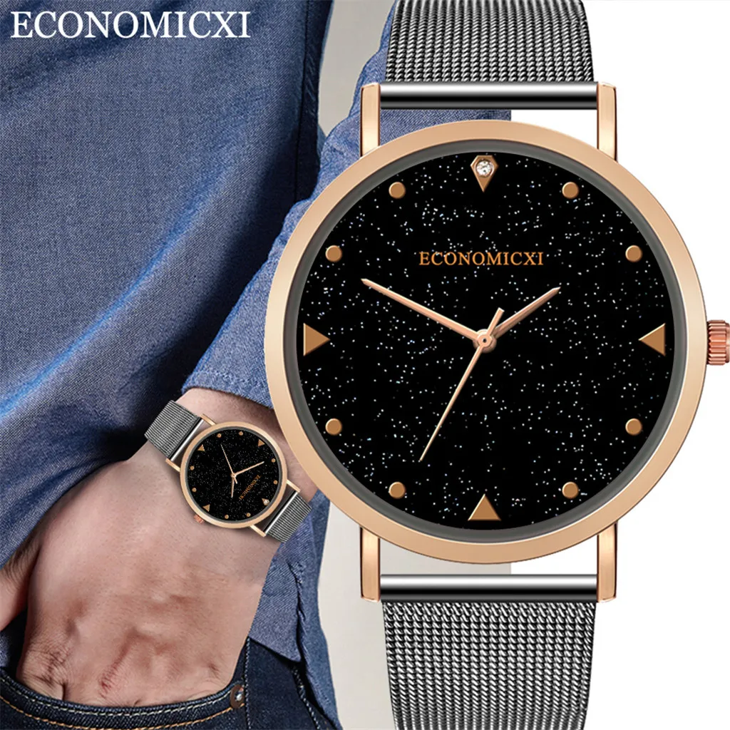 

Men's New Fashion Starry Quartz Watch Casual and Business Series Solid Color Mesh Belt Watch Gift ас мђжские relogio 50*