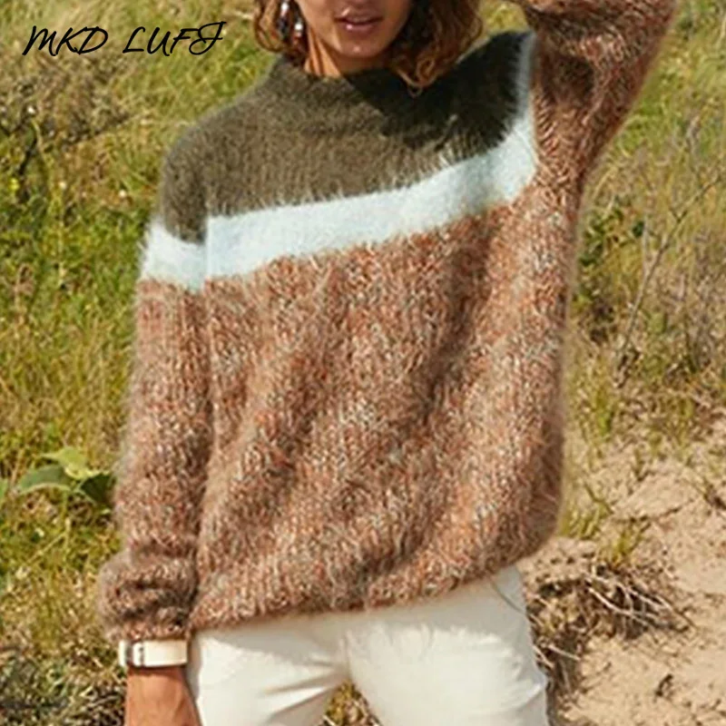 

OL Turtleneck Knitted Sweaters Women Hit Color Casual Pullovers Autumn Long Sleeve Winter Sweater Tops Workwear