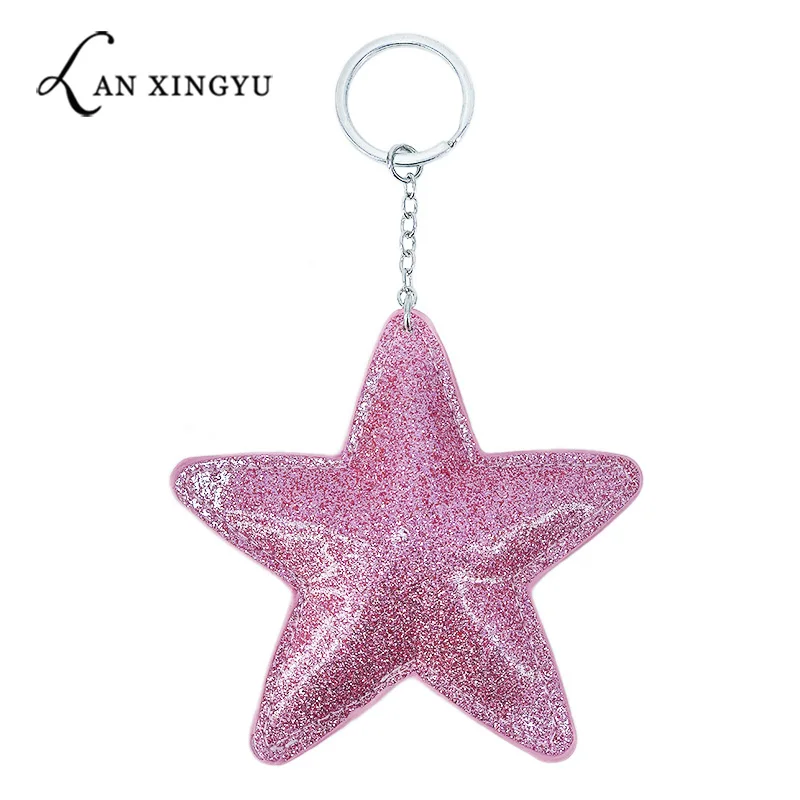 Новый Яркий искусственная кожа PU пентаграмма Звездный брелок Подвеска сумка для