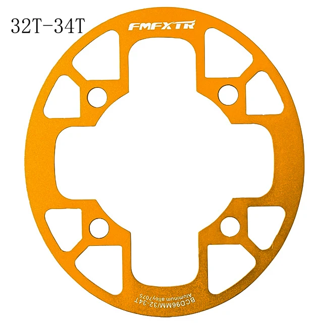 MTB фиксированной Шестерни Велоспорт Горный велосипед Звездочка Поддержка Рынок Защитная крышка большой 32 T/36 T/38 T/40 т/42 т шатунный палец для диаметра окружности болтов - Цвет: Oval-Gold-32T-34T