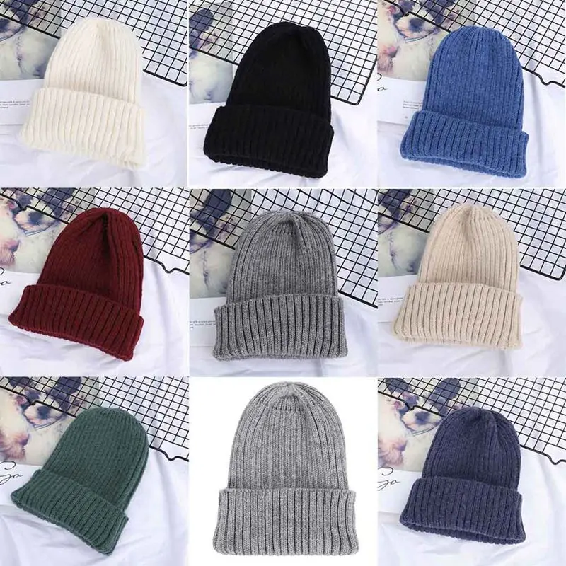 Новая зимняя однотонная шерстяная вязаная шапка, женская модная повседневная шапка, теплая женская мягкая утолщенная шапка, вязаная шапка-носок, шапка для катания на лыжах