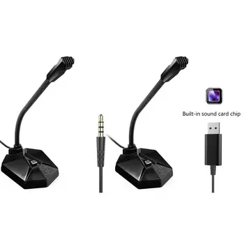

Tabletop Single Wired Gaming Microphone Mic Receiver USB 3.5mm for Computer Game Voice Network Anchor Conference Universal