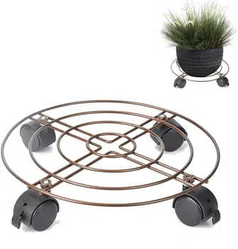 

Movable Flower Pot Pallet with Four Wheels Metal Plant Stand On Roller Patio Flower Pot Rack Plant Holder Indoor Outdoor