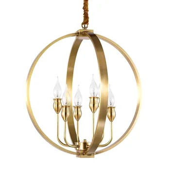 

Neoclassical all copper villa Restaurant Bar study pure copper ball simple post-modern corridor chandelier 383