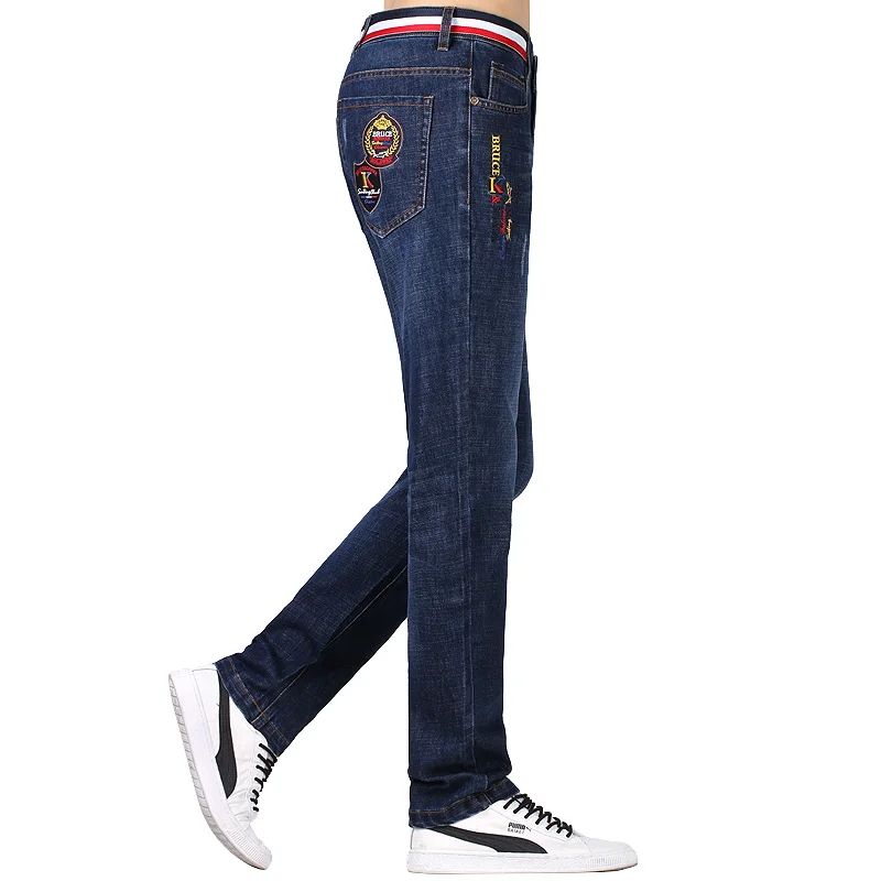 Cheap Men Stretch Skinny Jeans Male Embroidery Designe Elastic Straight Trousers Jeans Casual Fashion Denim Jeans for Male