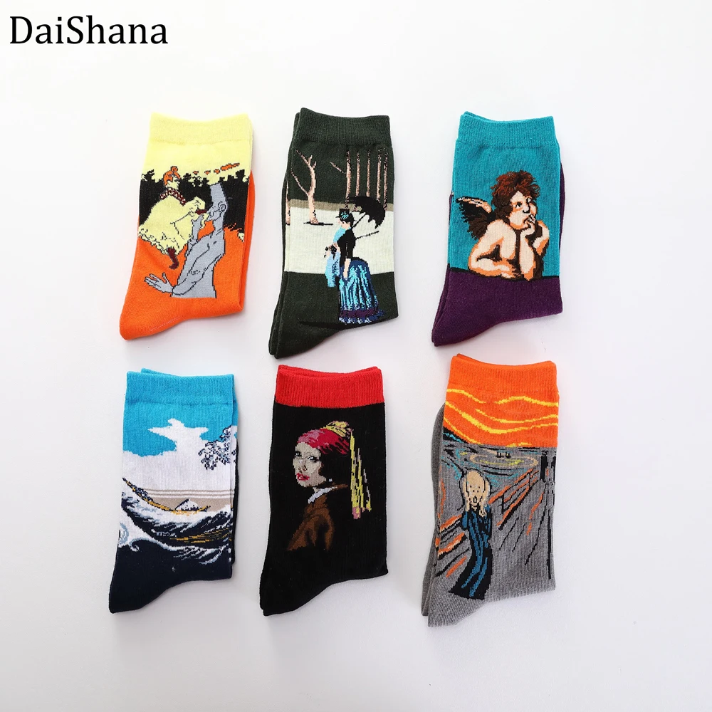 Classic Harajuku Spring Winter Retro Women Socks New Art Van Gog Mural World Famous Oil Painting Skateboard Socks Funny Socks Classic Harajuku Spring Winter Retro Women Socks New Art Van Gog Mural World Famous Oil Painting Skateboard Socks Funny Socks