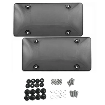 

New Arrival-2Pcs Black License Plate Tag Holder Bracket Frame Bumper Shield Cover Mounting Kit + Screws