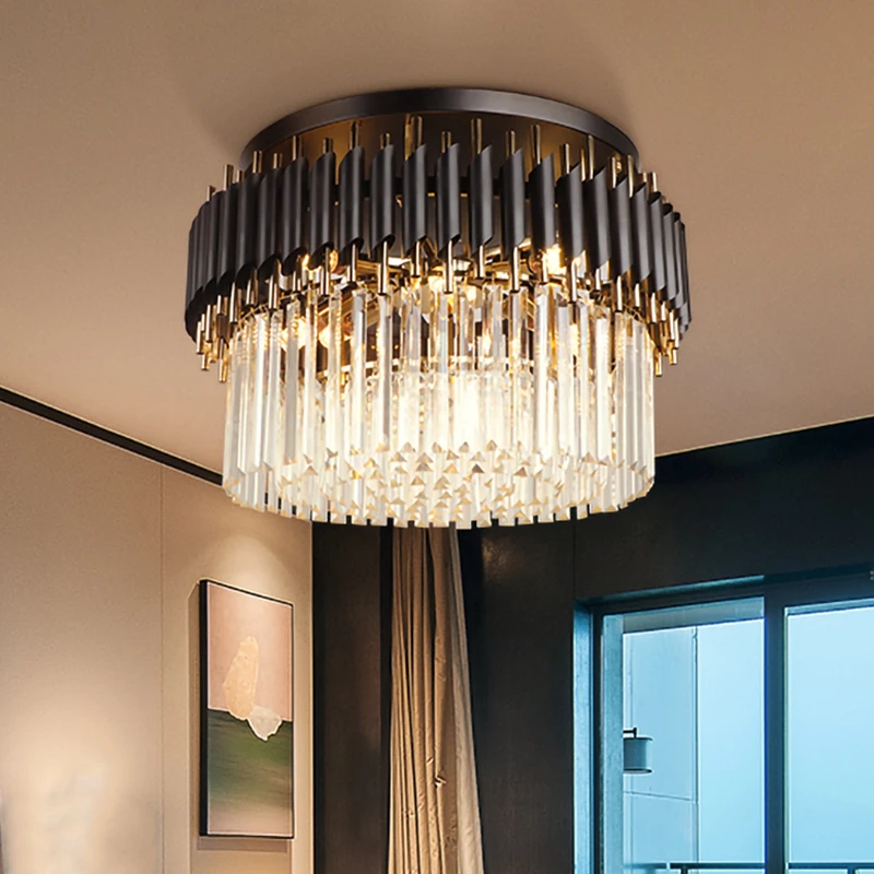 YOOGEE Black Round Chandelier for Living Room Bedroom Home Decoration Modern Metal Cristal   люстра