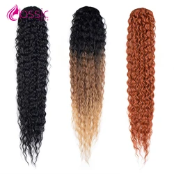 32 Inch Ponytail Extensions Ginger Orange Colored Drawstring Ponytail Synthetic Water Wave Hair Extension Clip in Hairpiece