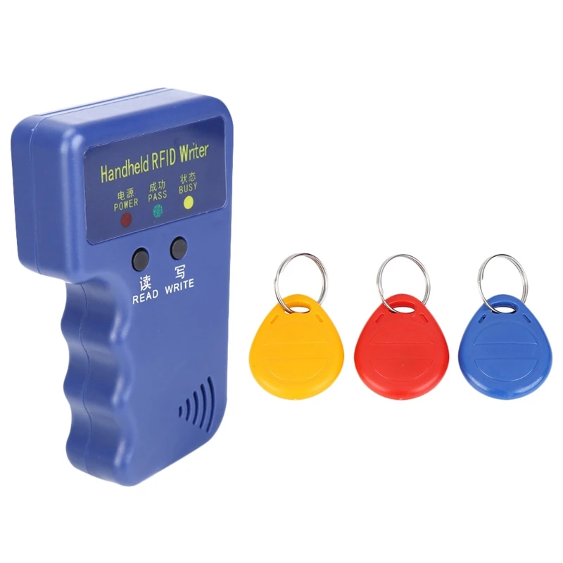 

Handheld 125Khz Duplicator Copier Writer Programmer Reader + Keys + Cards Em4305 T5577 Rewritable Id Keyfobs Tags Card