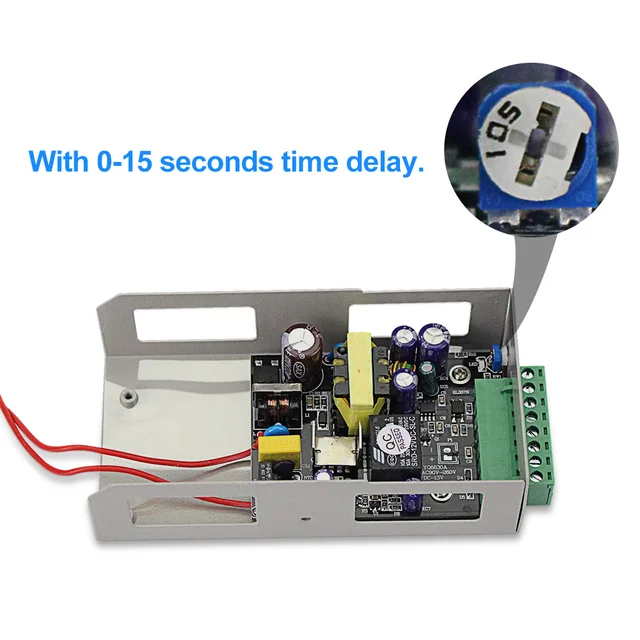 OBO HANDS 12VDC Access Control Power Supply Switch 3A/5A Time Delay Adjustable AC90V-260V Input NO/NC Output for 2 Electric Lock 5
