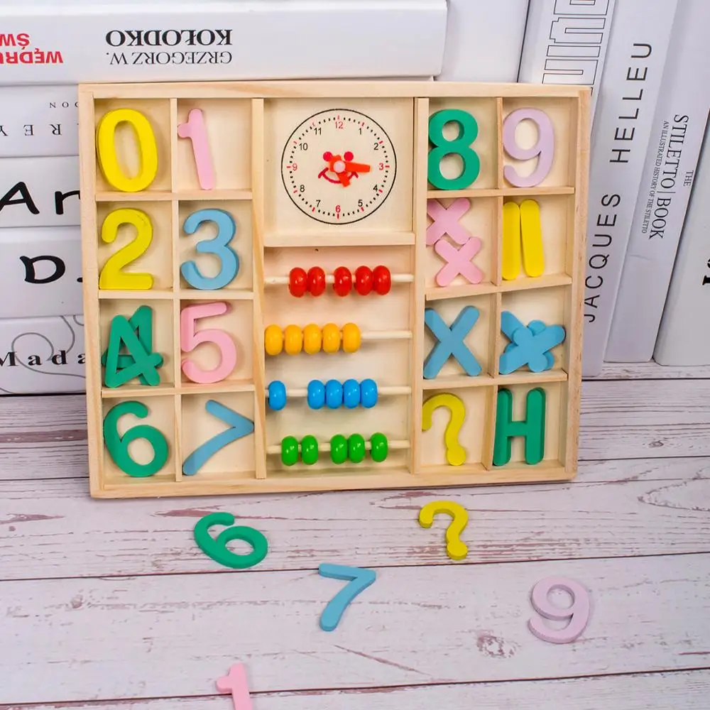 Montessori Math Learning Box Digital Clock Math Toy Number Counting Toy Wooden Stick Baby Kids Learning Educational Toy Gifts