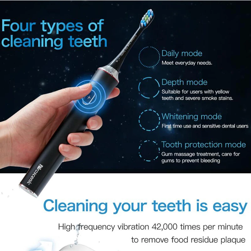 Electric Toothbrush Rechargeable Smart Bluetooth Brush Connectivity Waterproof Wireless Sonic Toothbrush Sanitizer