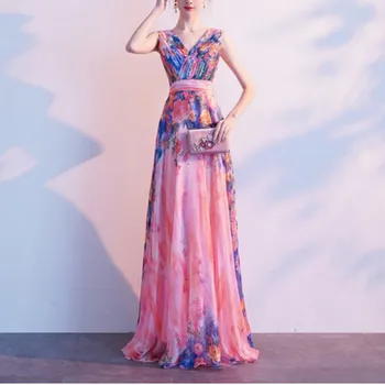 

Elegant Womens Dress Sleeveless Evening Party Bridesmaid Dress 2019 Fashion Girls' Backless Sweet Floral Long Maxi Vintage Dress