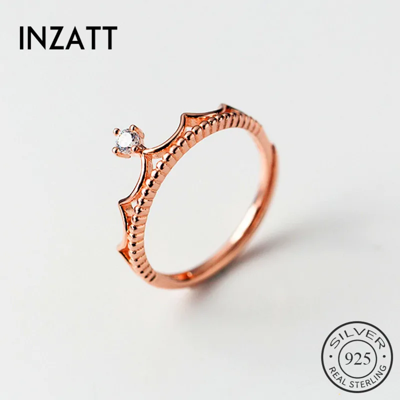 Кольцо INZATT из настоящего серебра 925 пробы с минималистичной короной циркония для