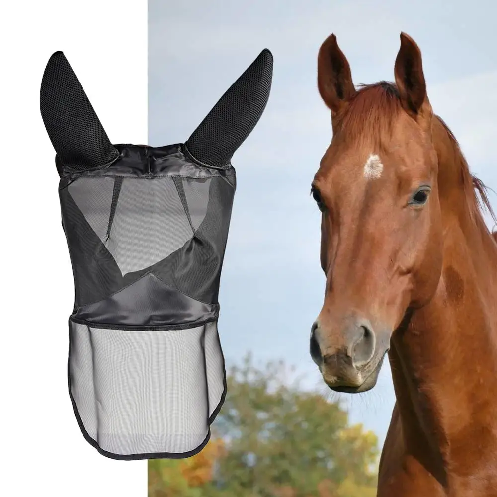 

Horse Fly Mask Anti Mosquito Insects Mesh Horse Full Face Mask With Nose Cover Nasal Mask Horse Riding Equipment Farm Supplies