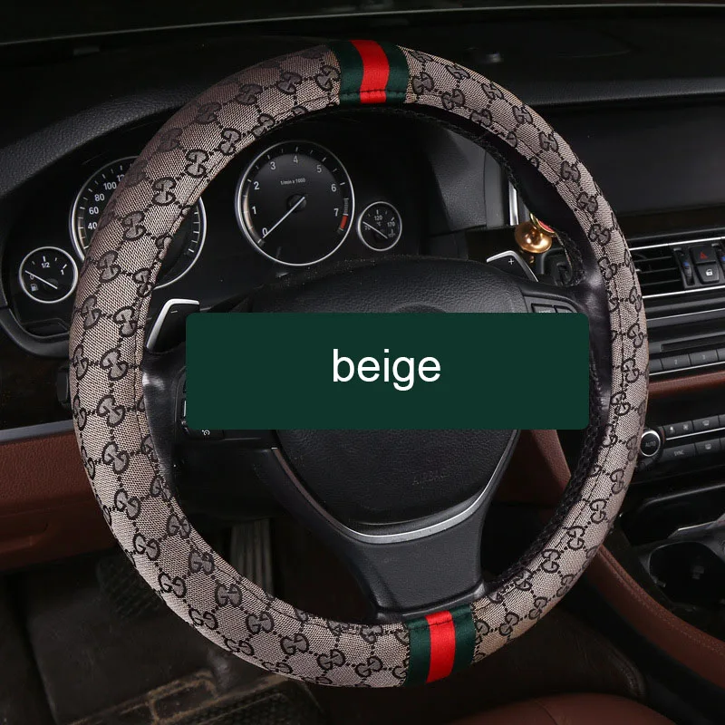 Бежевый 38 см чехлы рулевого колеса автомобиля авто чехол рулевого колеса автомобиля Универсальный 15 дюймов бренд Индивидуальность Мода - Название цвета: Бежевый