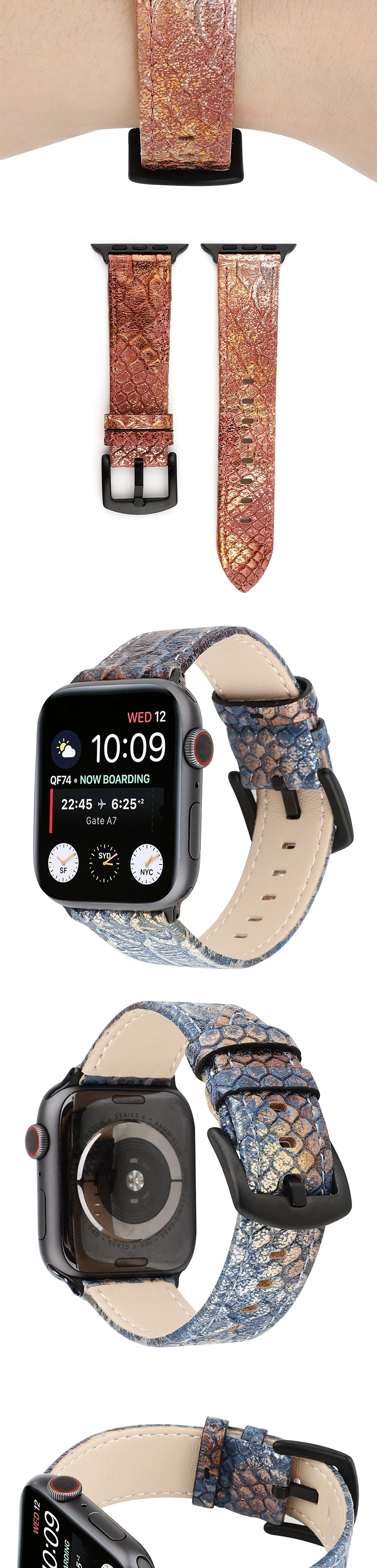 For A pple Smart Watch Strap for A pple watch 5 Strap Snakeskin Strap for A pple Smart Fashion Strap 44mm 42mm 40mm 38