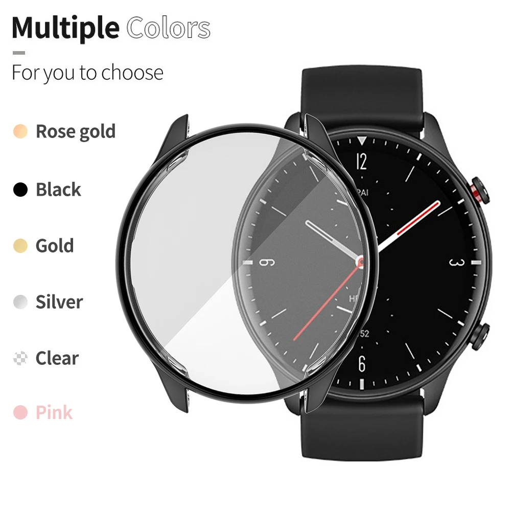 TPU Soft Full Screen Glass Protector Case with Edge Frame for Smartwatch Protective Bumper Cover