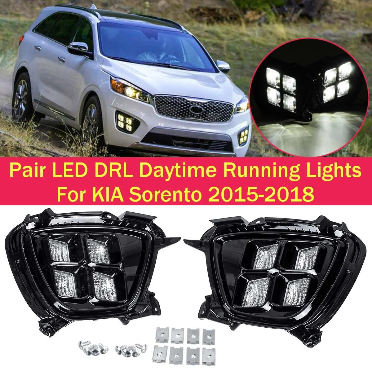 Best Offers 2x Auto Led Drl Voor Kia Sorento Aziatische Model Editie 2015 2016 2017 2018 Auto Voorbumper Dagrijverlichting rijden Grills