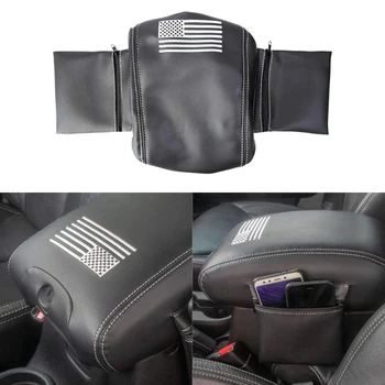 

Center Console Armrest Pad Waterproof Leather Cover with Storage Bag for 2012-2017 Jeep Wrangler JK