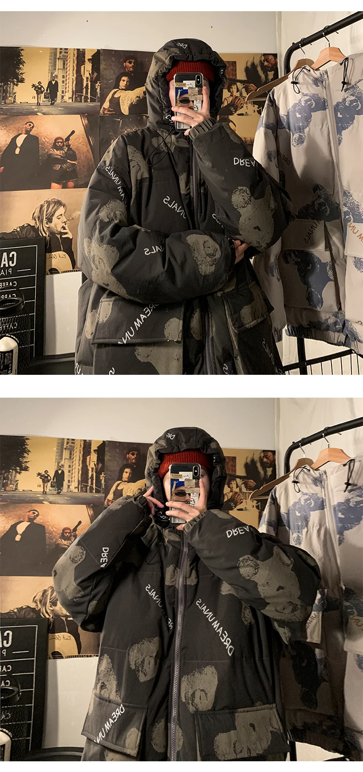 parka homens casuais oversized engrossar zíper estilo japonês mulher roupas