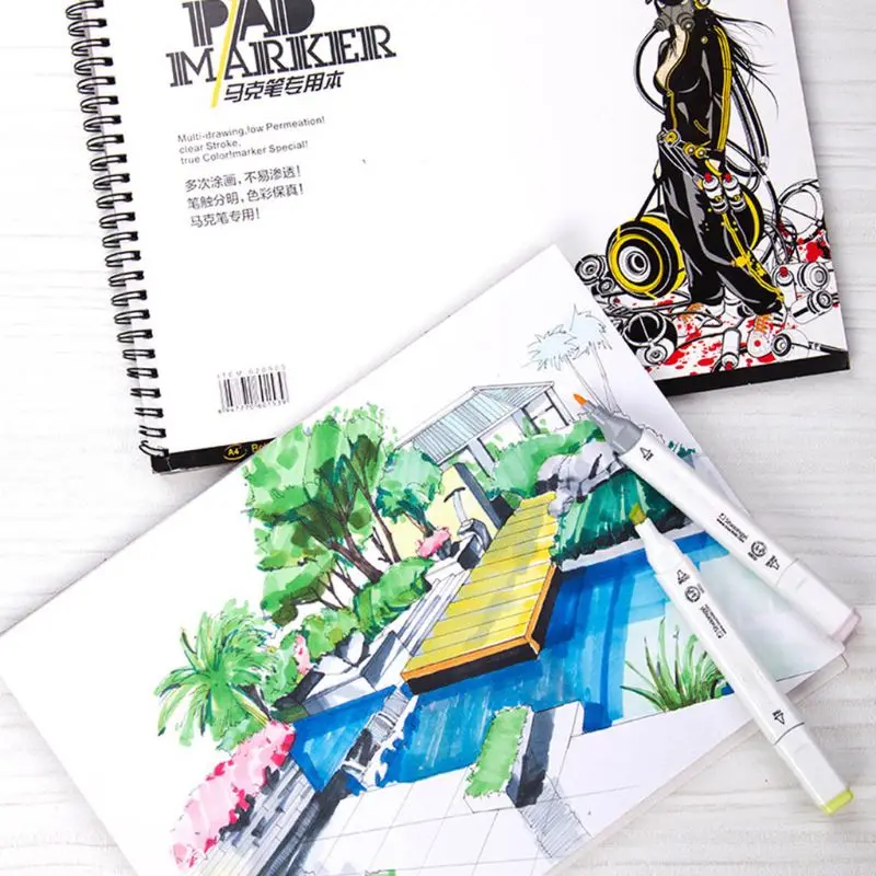 Rotulador profesional A3/A4/A5 de 34 hojas, papel de dibujo en espiral, libro de notas, suministros para artistas