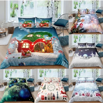

Christmas Festival Bedding Set Queen 3D Cute Printed Duvet Cover Bedclothes 2/3pcs Home Textiles Luxury high Quality Bedspread