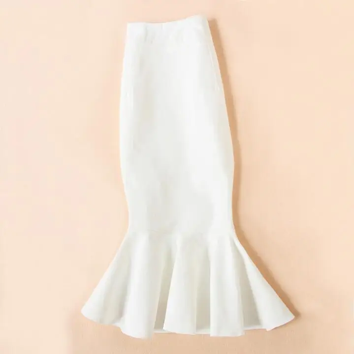 Размера плюс 4XL! Нерегулярные рыбий хвост юбка с высокой талией для женщин весна-осень Обтягивающая Одежда Белый одношаговый Офисная Женская юбка TB3750