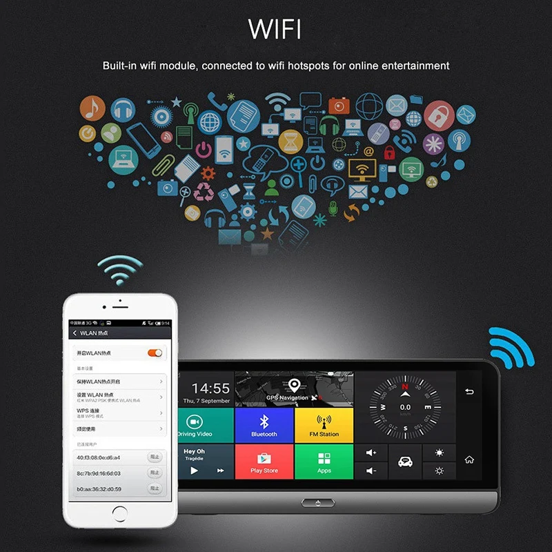 8 дюймов Android автомобильный видеорегистратор 4G WiFi ADAS gps Navig двойной объектив 1080P DVR камера рекордер